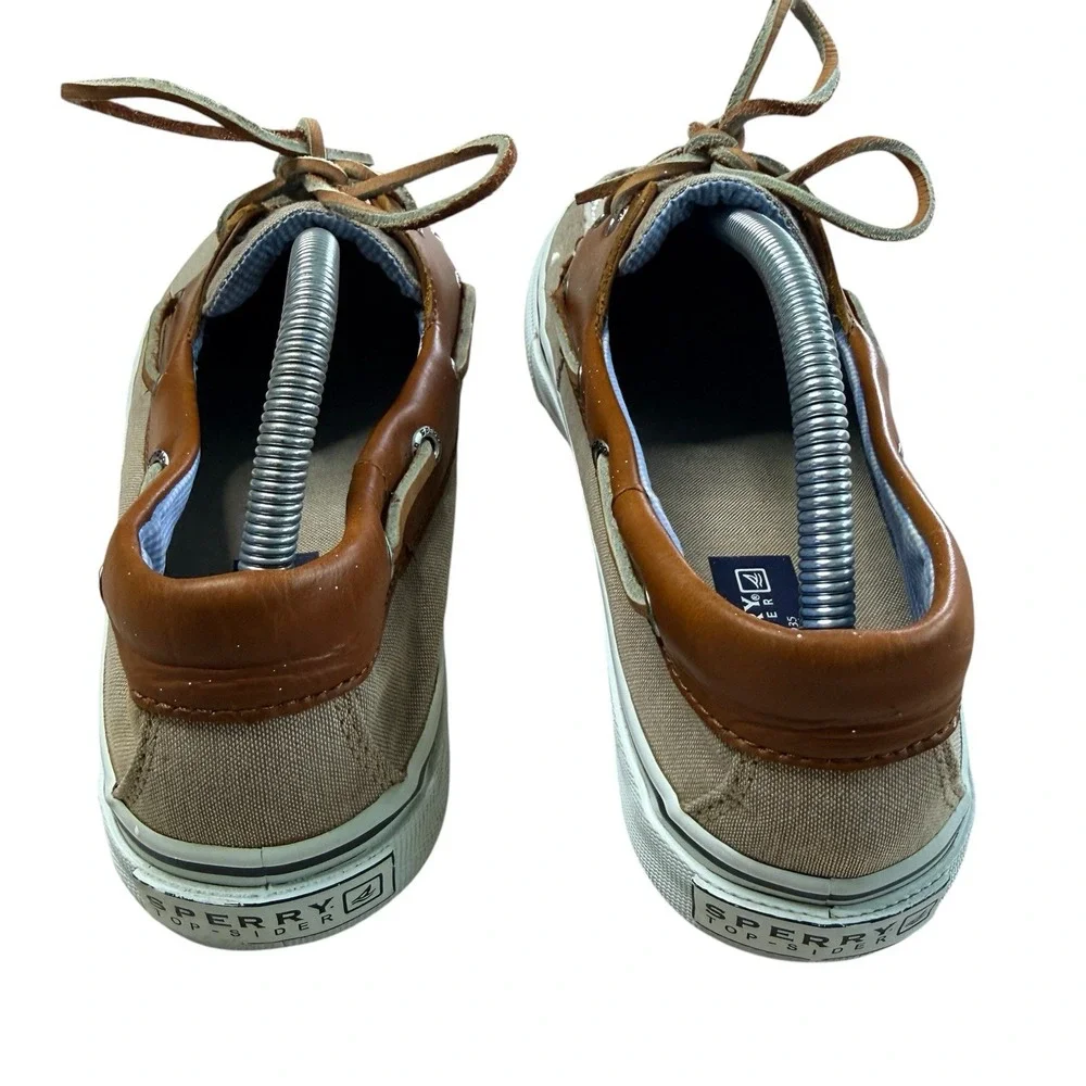 Sperry Top-Sider Bahama STS10642 Canvas Leather Boat Shoes Tan Men's Size 10 M